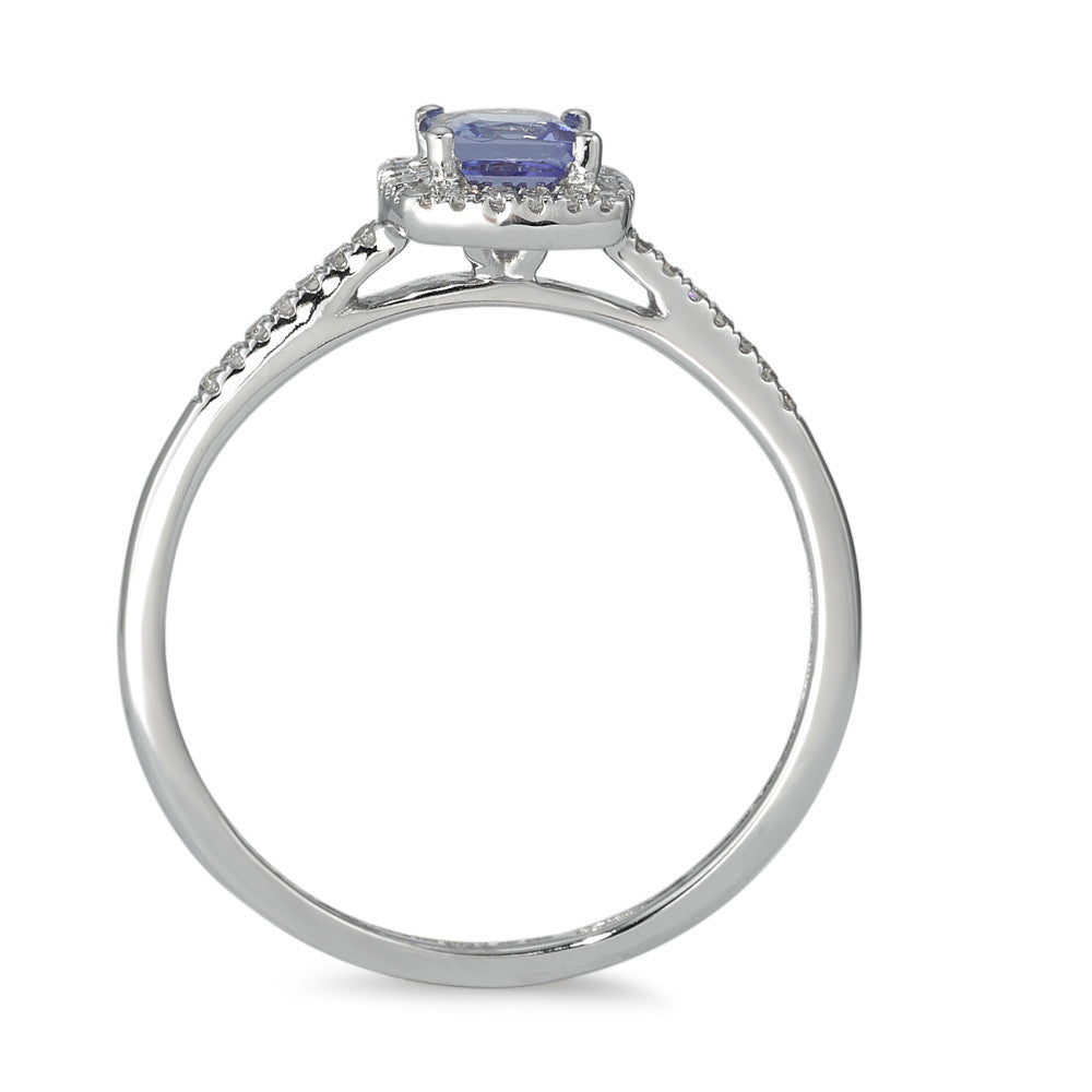 Ring 14k White Gold Diamond 0.09 ct, w-si, Tanzanite