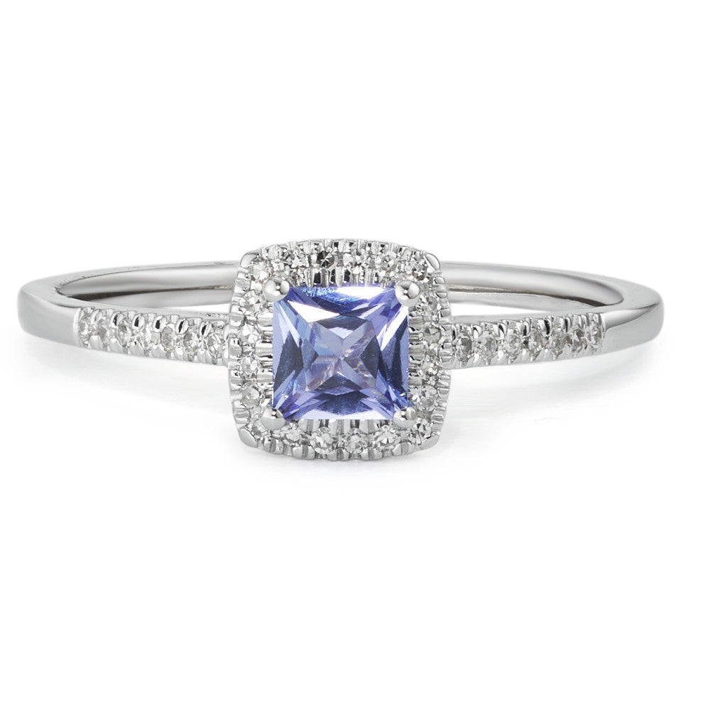 Ring 14k White Gold Diamond 0.09 ct, w-si, Tanzanite