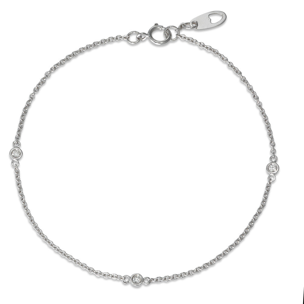 Bracelet 18k White Gold Diamond 0.06 ct, 3 Stones, w-si 17 cm