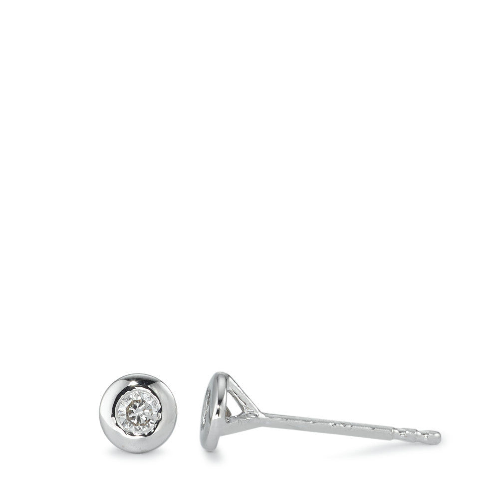 Stud earrings 14k White Gold Diamond 0.15 ct, 2 Stones, w-si Ø4.5 mm