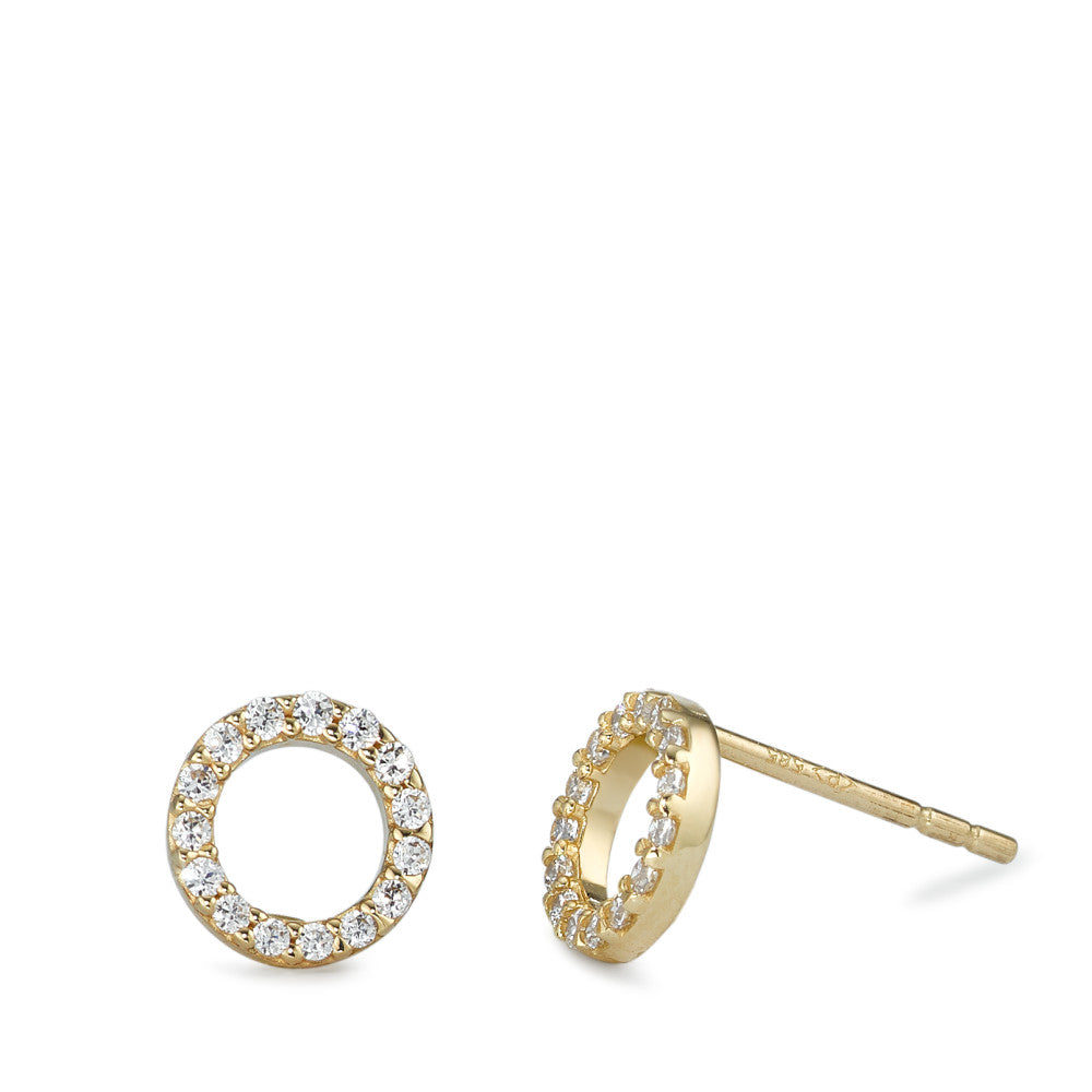 Stud earrings 14k Yellow Gold Zirconia White Ø7 mm