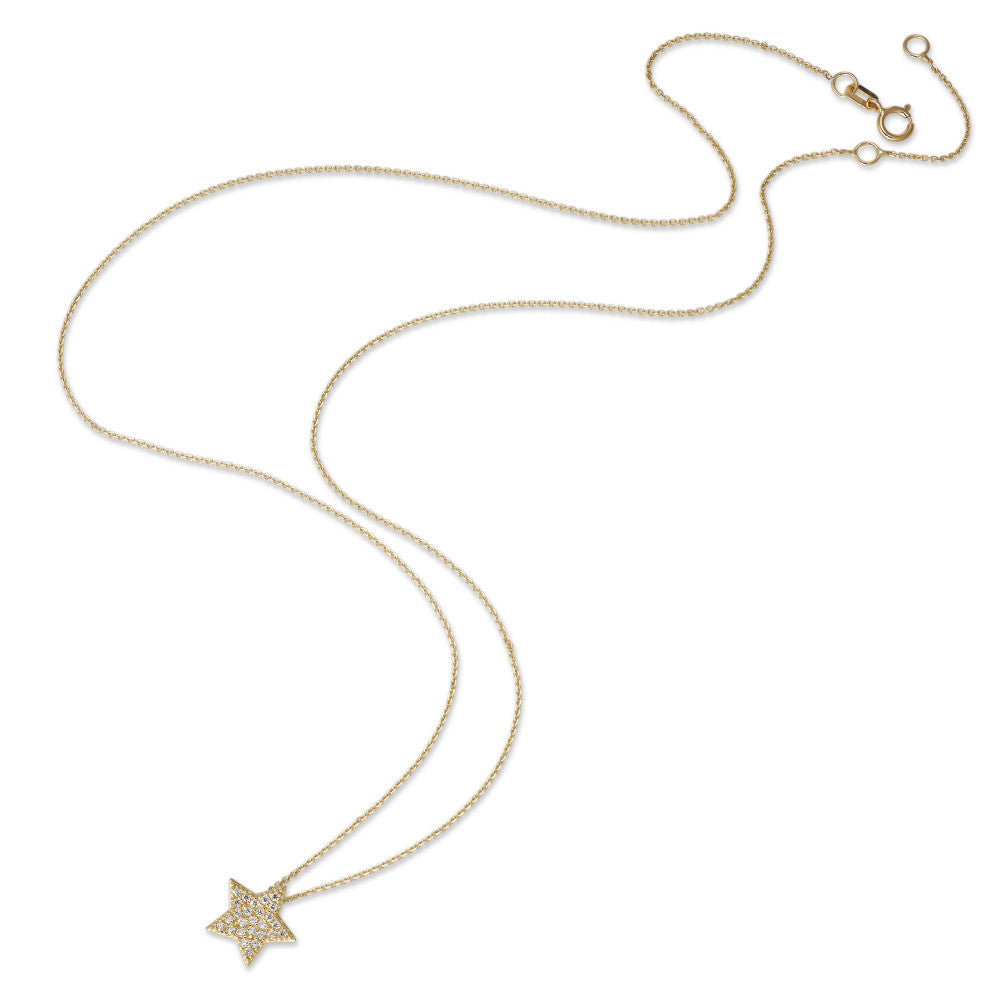 Necklace 14k Yellow Gold Zirconia White Star 41-44 cm Ø9.5 mm