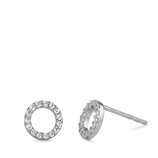 Stud earrings 14k White Gold Zirconia White Ø7 mm