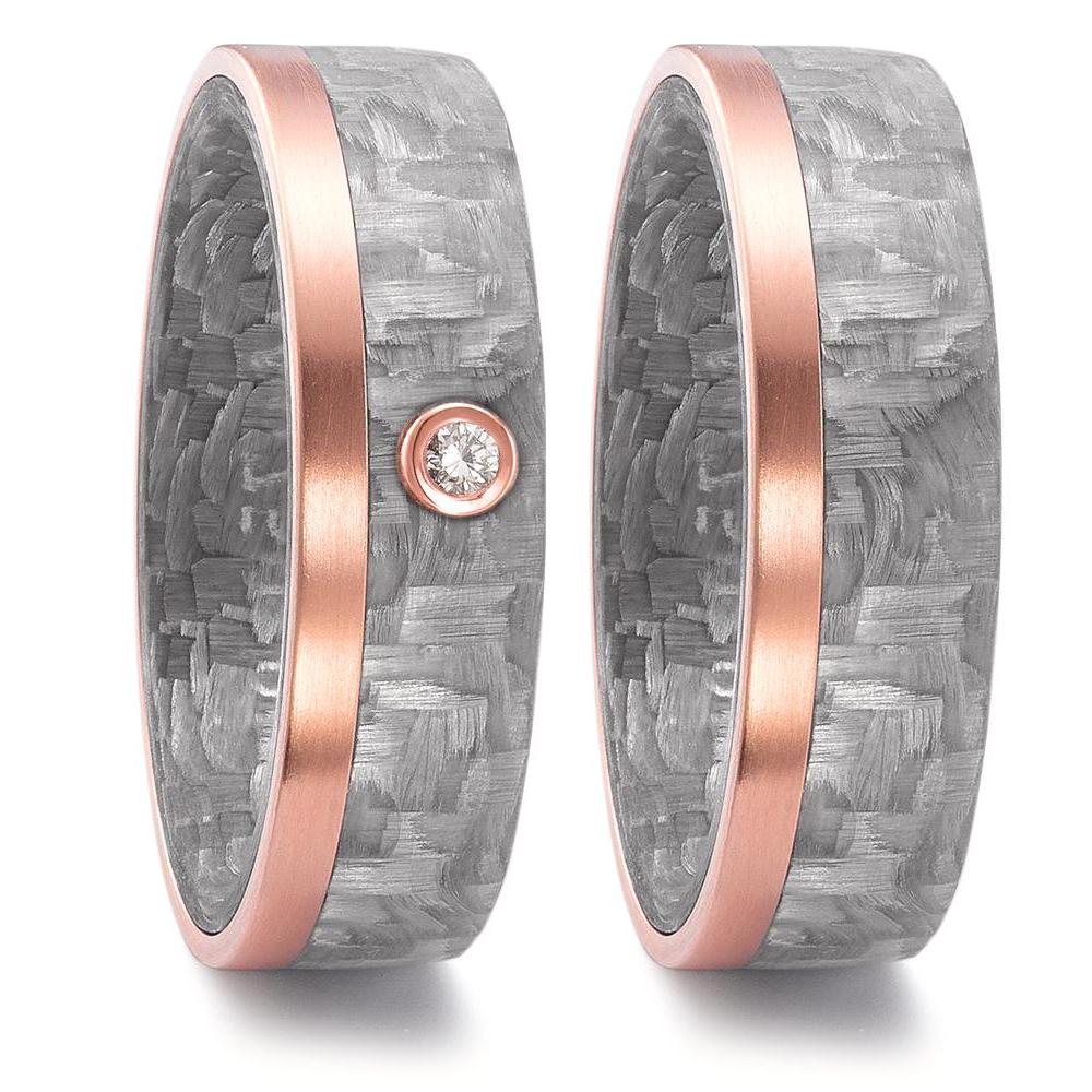 Wedding Ring Carbon, 18k Red Gold