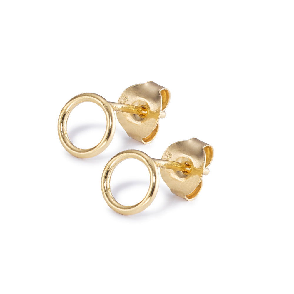 Stud earrings Silver Yellow Gold plated Ø7 mm