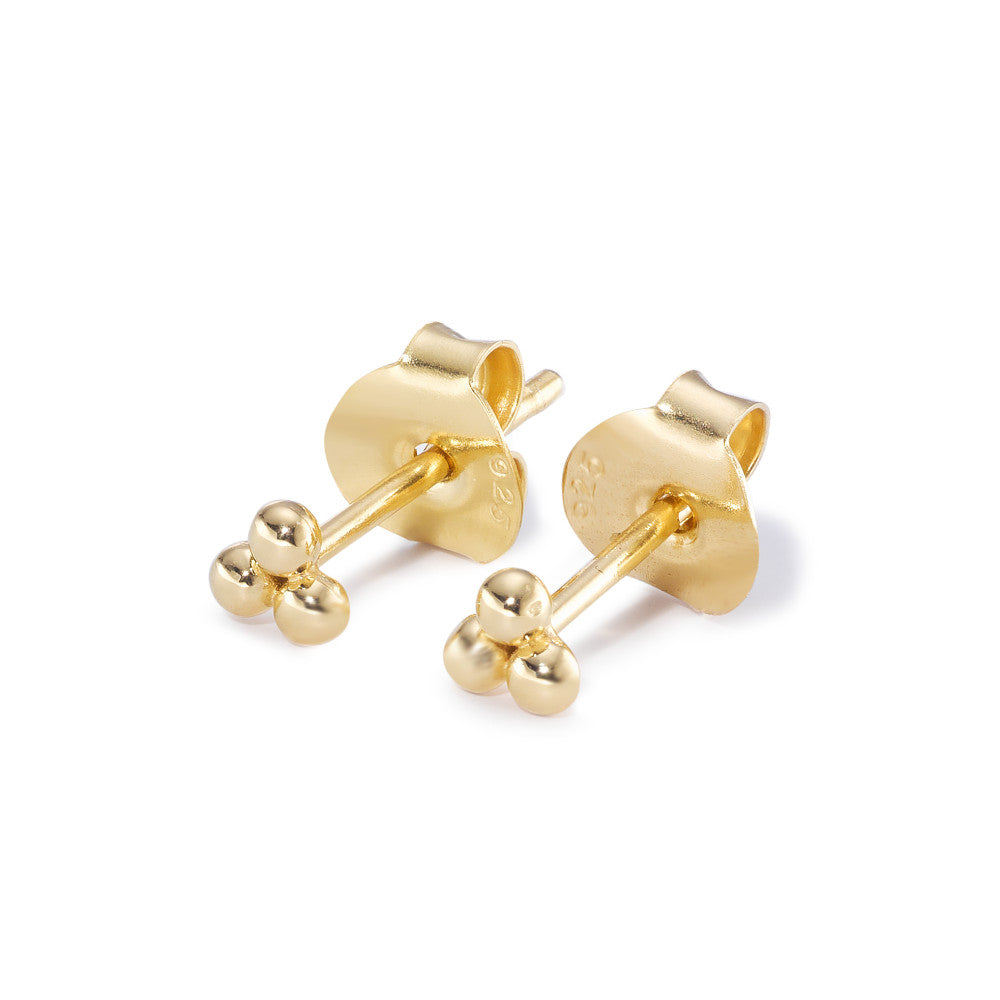 Stud earrings Silver Yellow Gold plated Ø3.5 mm