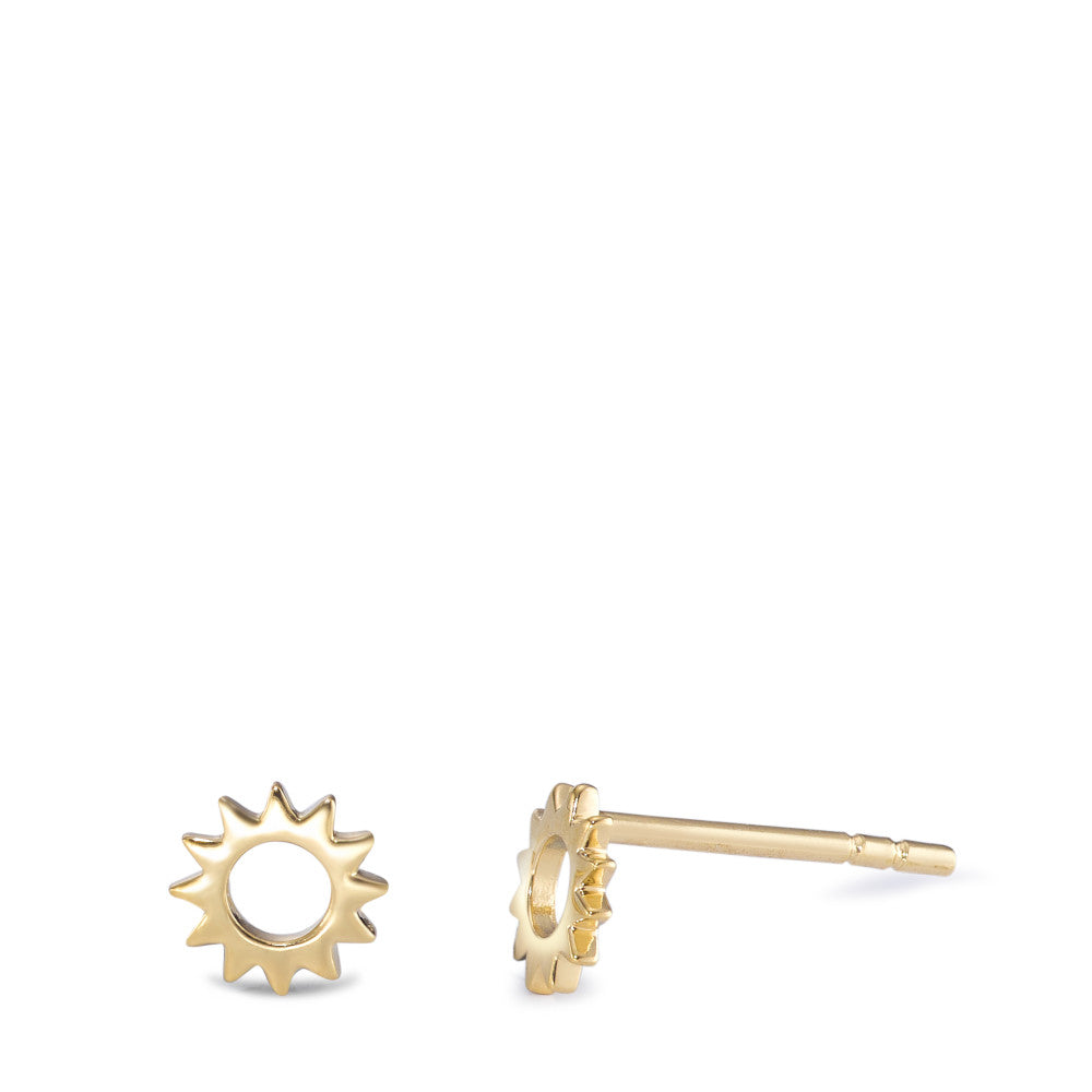 Stud earrings Silver Yellow Gold plated Sun Ø6 mm