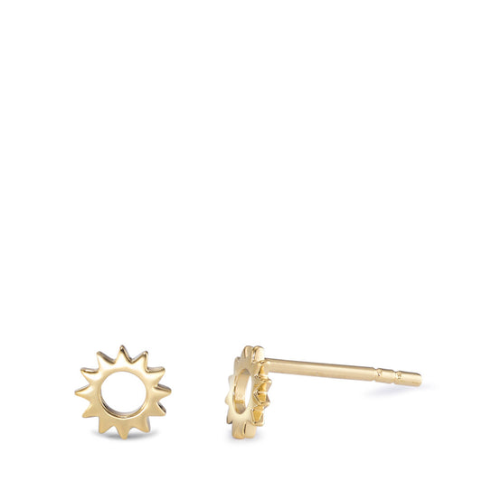 Stud earrings Silver Yellow Gold plated Sun Ø6 mm