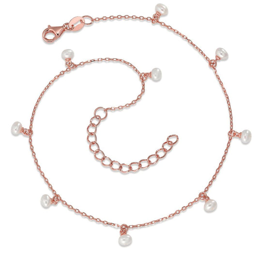 Anklet Silver Rose Gold plated Freshwater pearl 24-28 cm