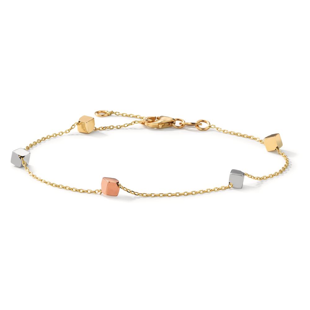 Bracelet 14k Yellow Gold, 14k White Gold, 14k Red Gold Tricolor 17-19 cm Ø4 mm