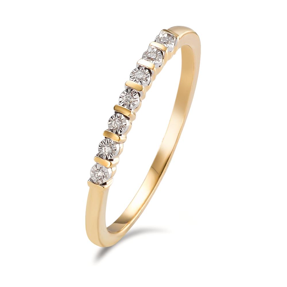 Memory ring 14k Yellow Gold Diamond 0.03 ct, 7 Stones, w-si