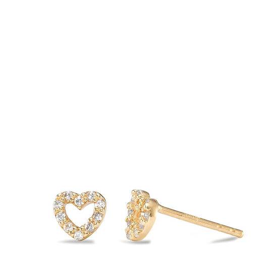 Stud earrings 14k Yellow Gold Zirconia Heart Ø4.5 mm