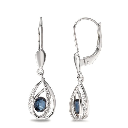 Drop Earrings 14k White Gold Sapphire