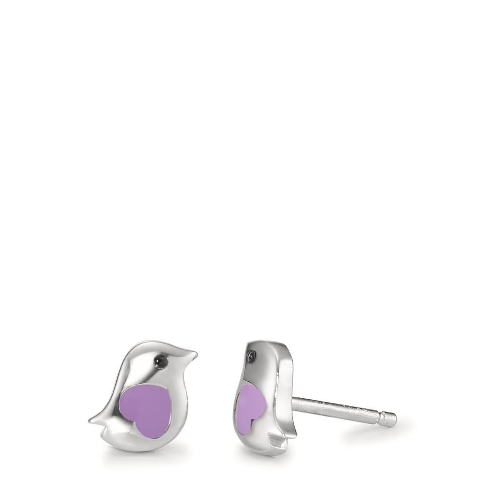 Stud earrings Silver Rhodium plated Bird