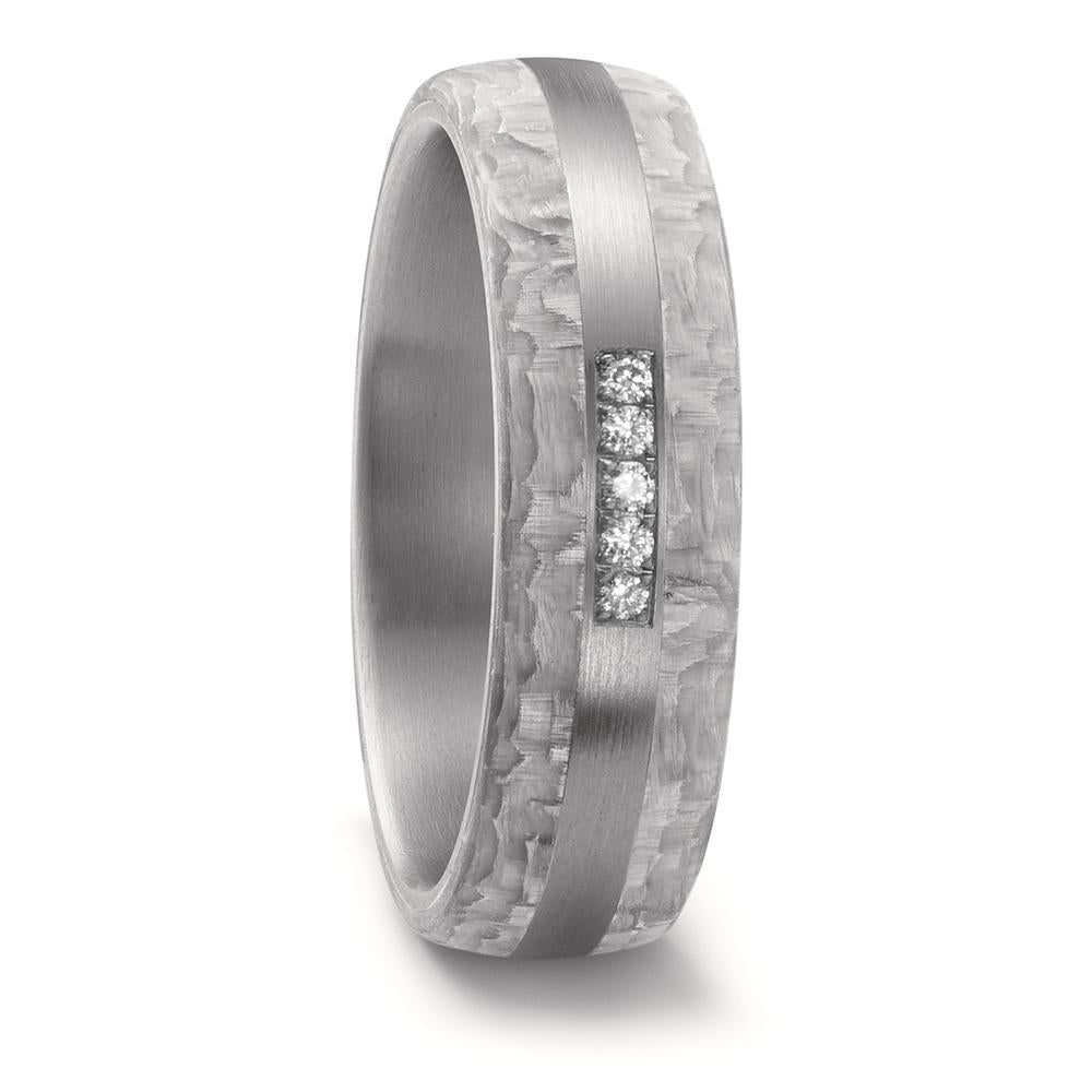 Wedding Ring Stainless steel, Carbon Diamond 0.05 ct, 5 Stones, w-si