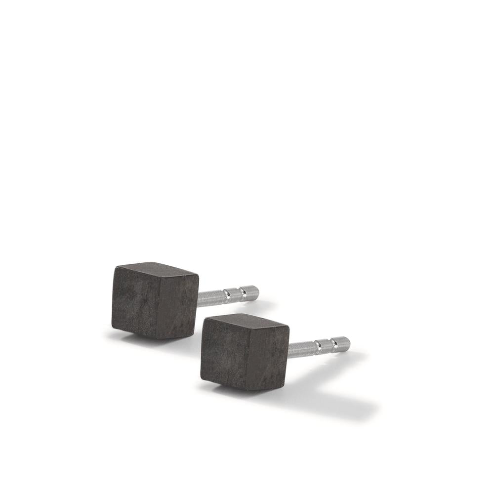 Stud earrings Stainless steel, Carbon Ø4 mm