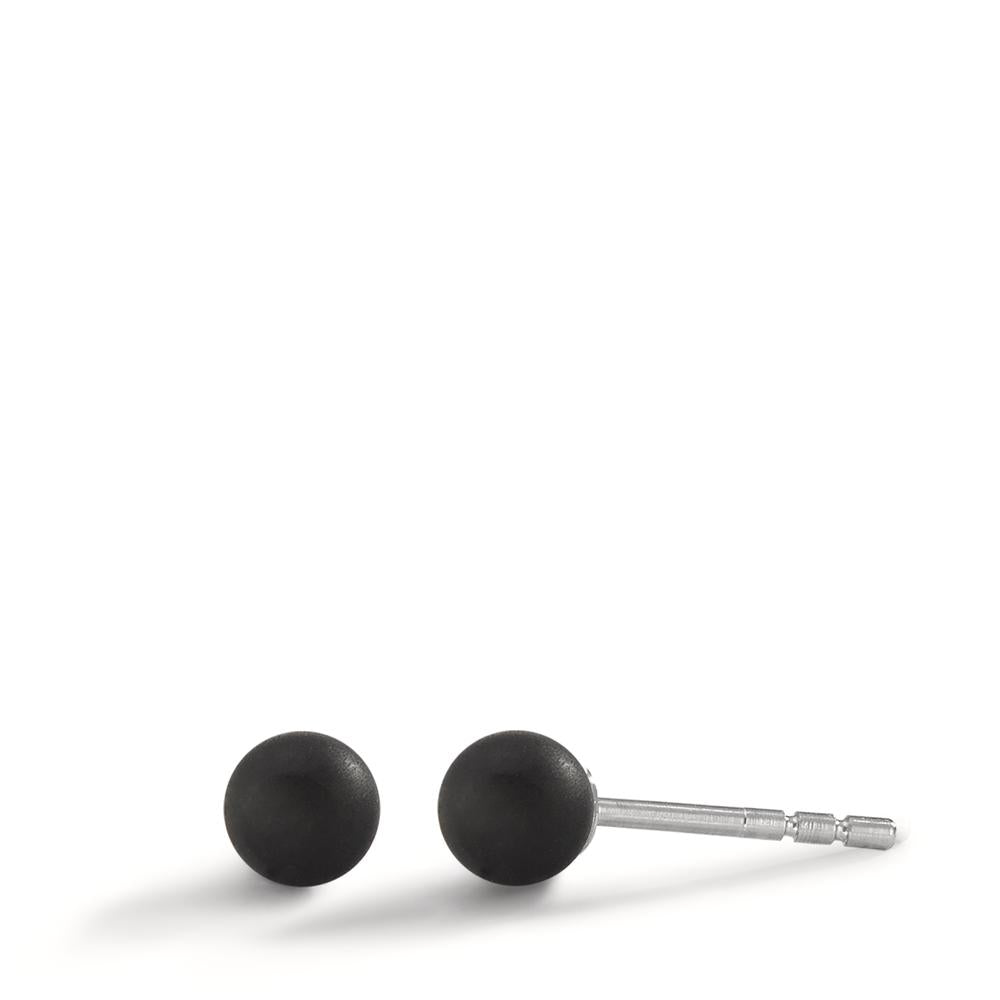 Stud earrings Stainless steel, Carbon Ø4 mm