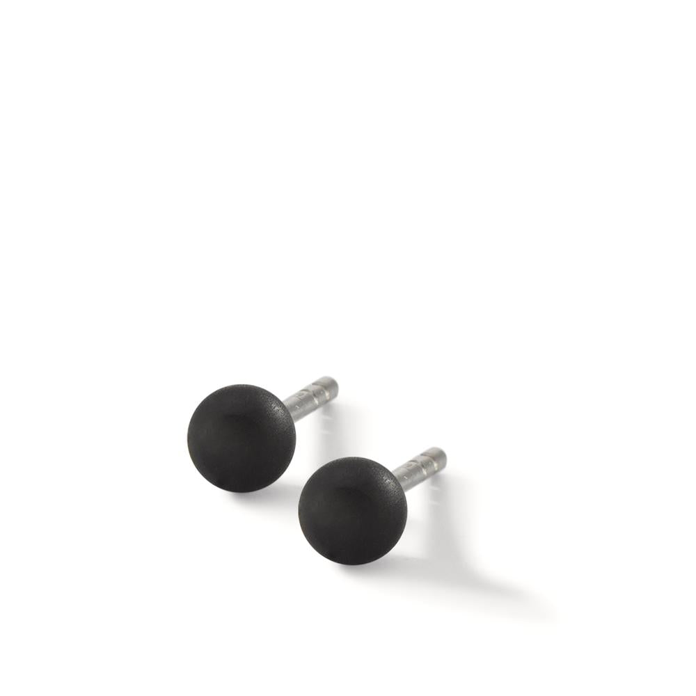 Stud earrings Stainless steel, Carbon Ø4 mm