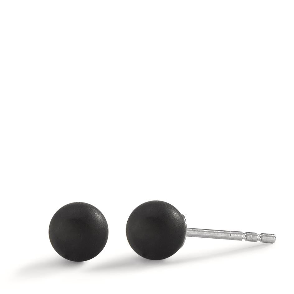 Stud earrings Stainless steel, Carbon Ø6 mm