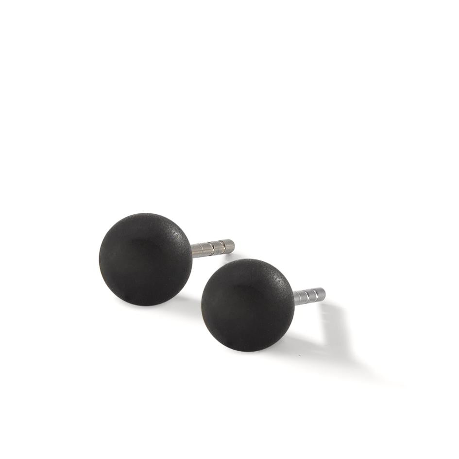 Stud earrings Stainless steel, Carbon Ø6 mm