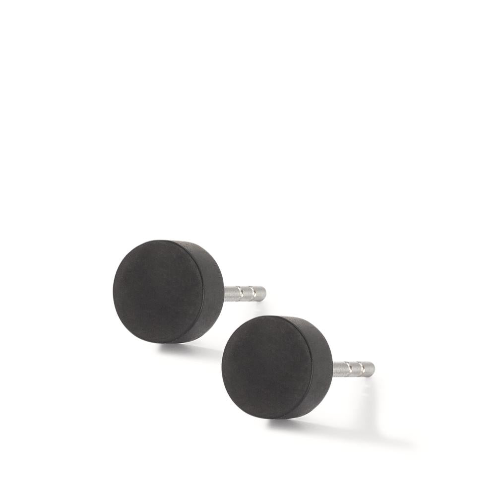 Stud earrings Stainless steel, Carbon Ø6 mm