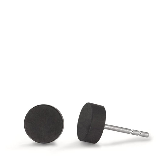 Stud earrings Stainless steel, Carbon Ø7 mm