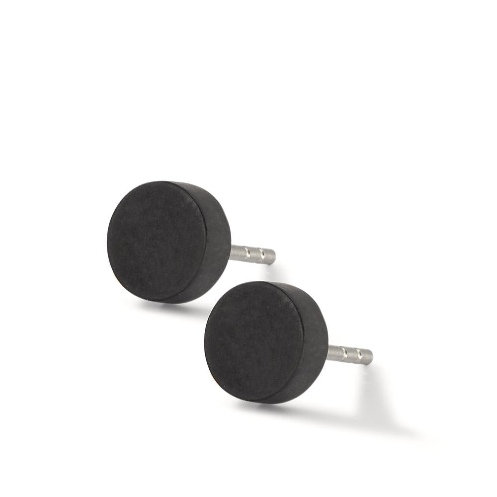 Stud earrings Stainless steel, Carbon Ø7 mm