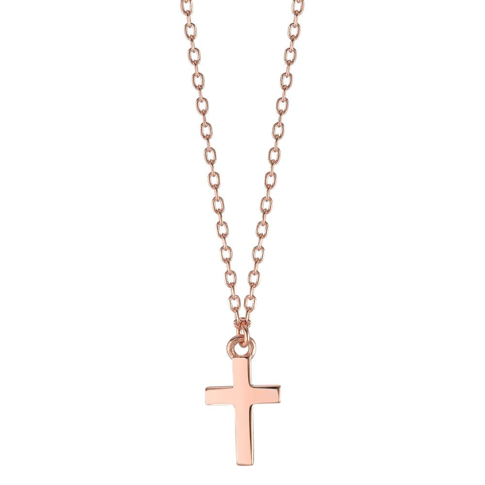 Necklace Silver Rose Gold plated Cross 40-43 cm