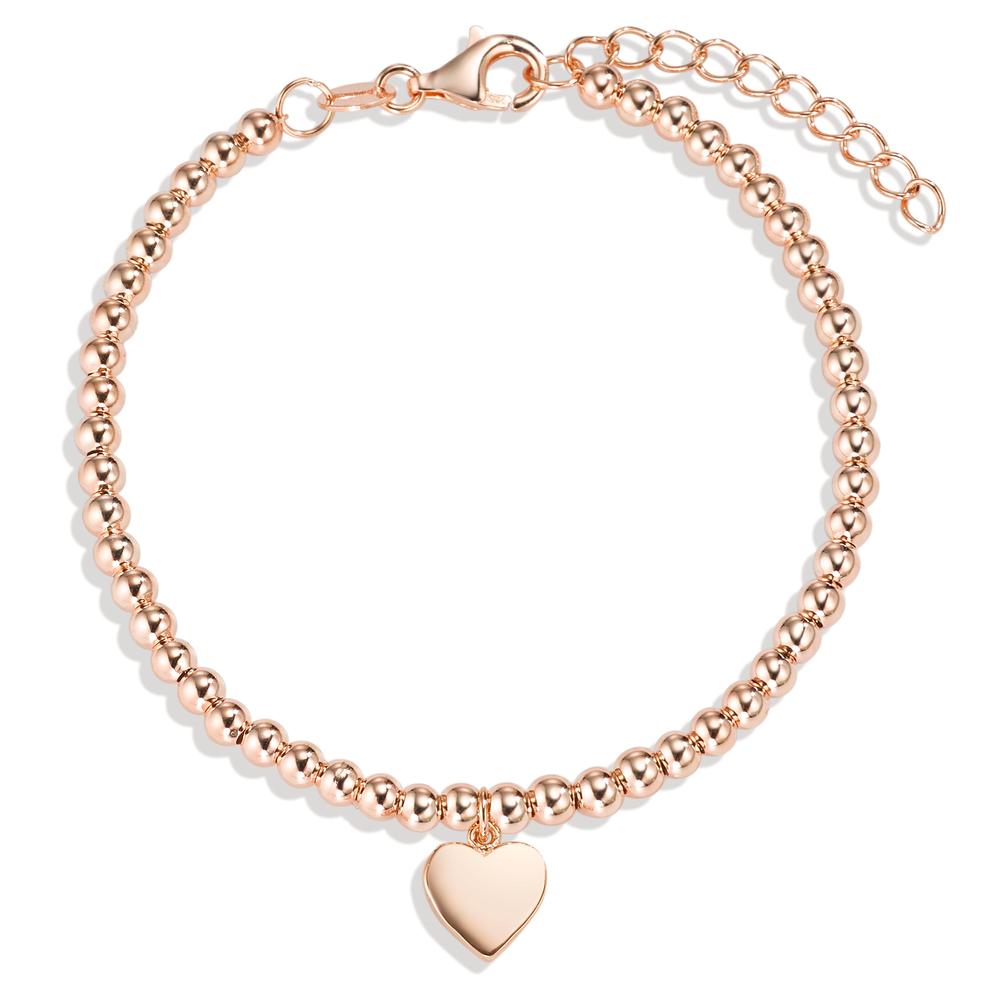 Bracelet Silver Rose Gold plated Heart 16-18.5 cm