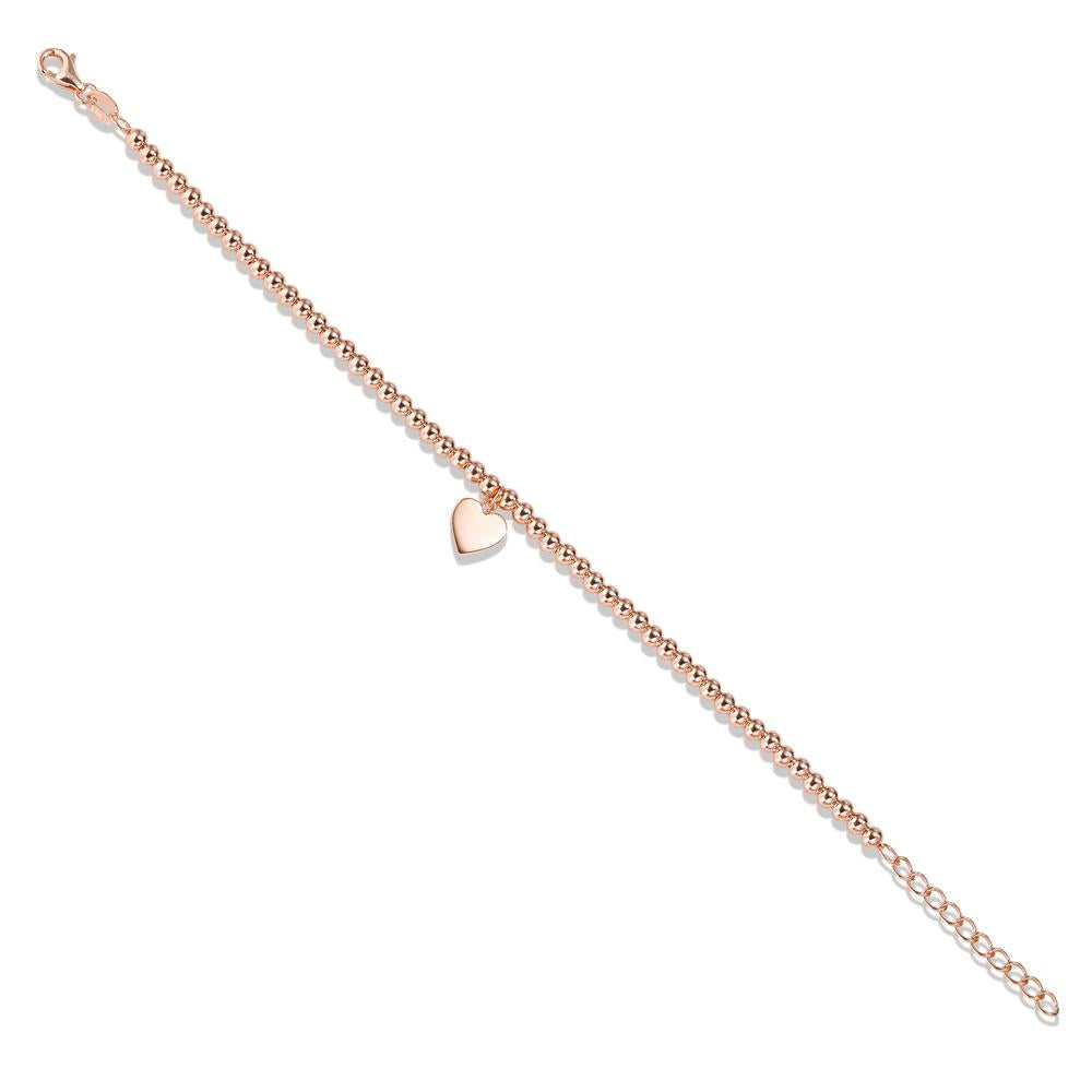 Bracelet Silver Rose Gold plated Heart 16-18.5 cm