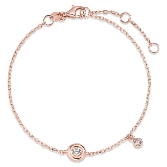 Bracelet Silver Zirconia 2 Stones Rose Gold plated 16-19 cm