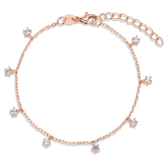 Bracelet Silver Zirconia 8 Stones Rose Gold plated 15-18 cm