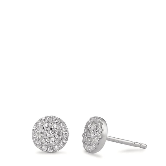 Stud earrings Silver Zirconia Rhodium plated Ø7 mm