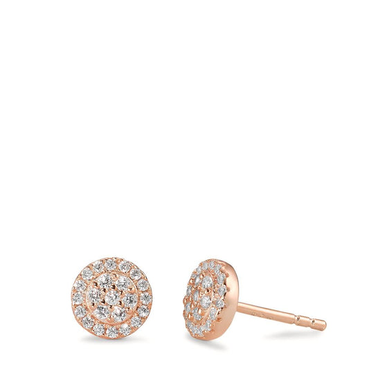 Stud earrings Silver Zirconia Rose Gold plated Ø7 mm