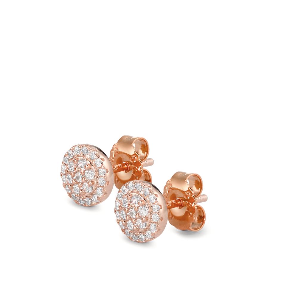 Stud earrings Silver Zirconia Rose Gold plated Ø7 mm