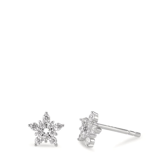 Stud earrings Silver Zirconia Rhodium plated Star Ø6.5 mm