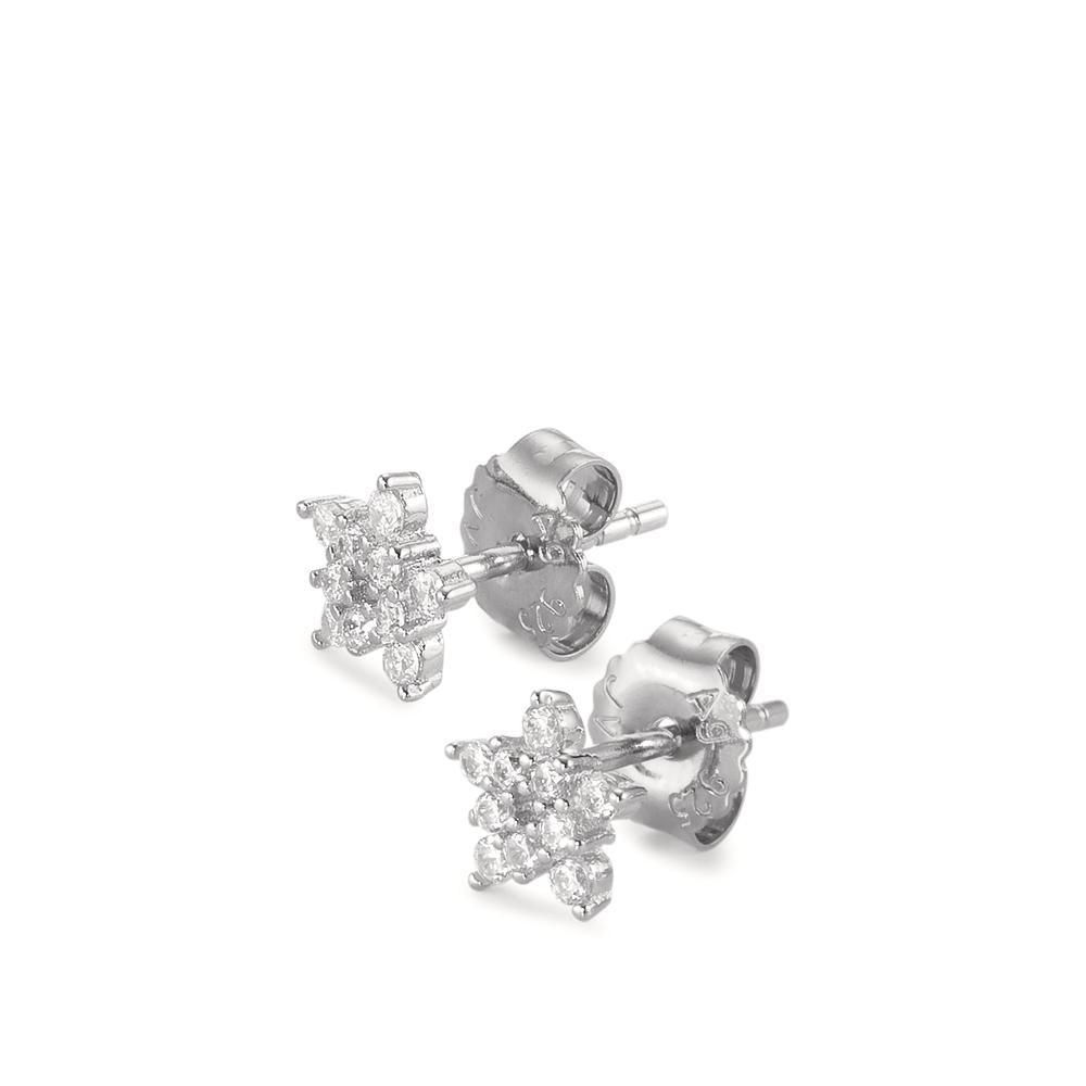 Stud earrings Silver Zirconia Rhodium plated Star Ø6.5 mm