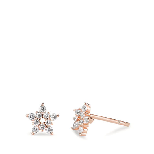 Stud earrings Silver Zirconia Rose Gold plated Star Ø6.5 mm