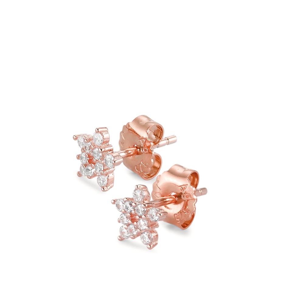 Stud earrings Silver Zirconia Rose Gold plated Star Ø6.5 mm