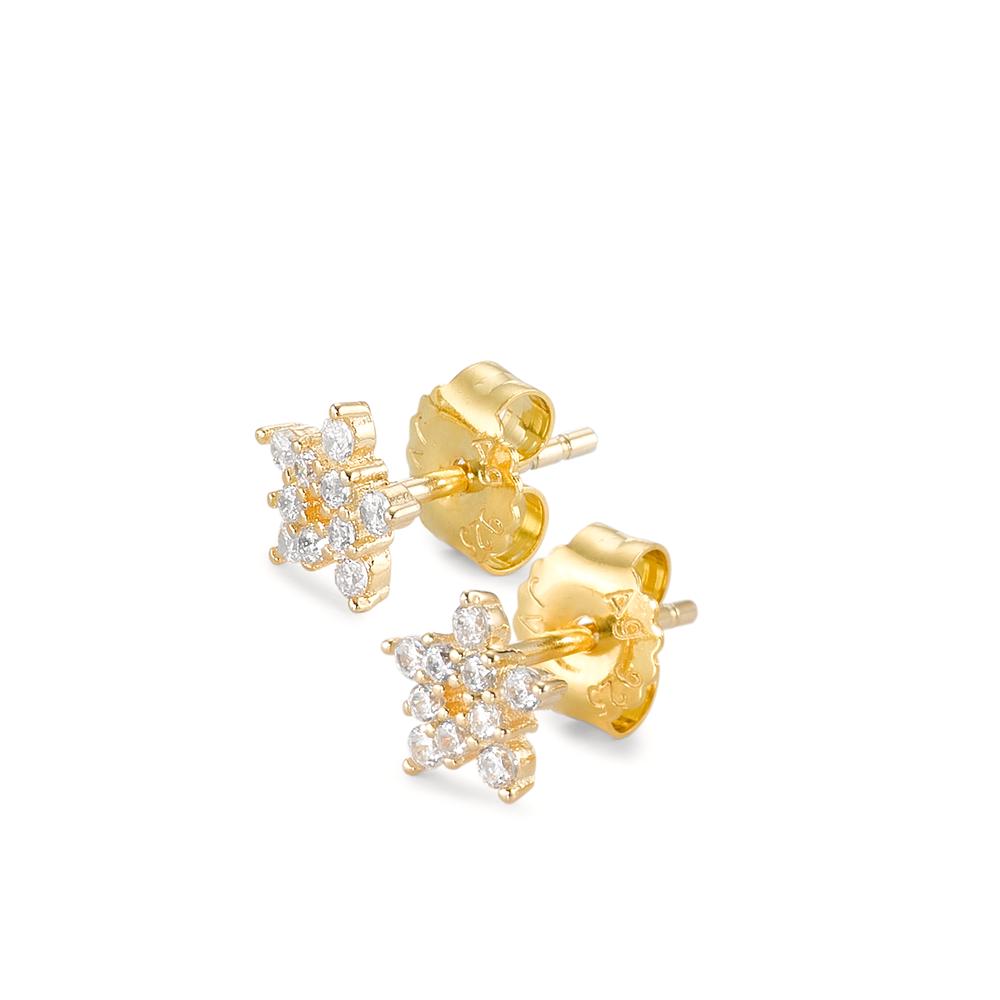 Stud earrings Silver Zirconia Yellow Gold plated Star