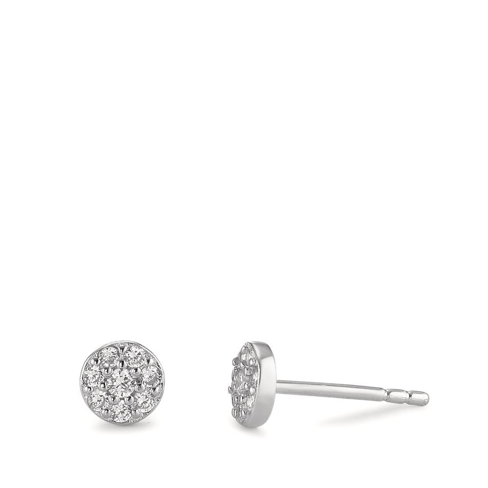 Stud earrings Silver Zirconia Rhodium plated Ø5 mm