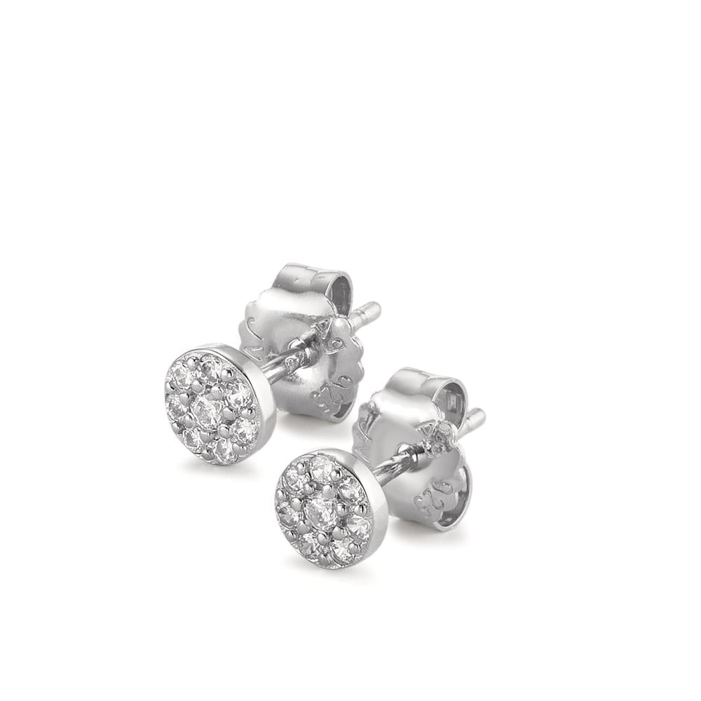 Stud earrings Silver Zirconia Rhodium plated Ø5 mm