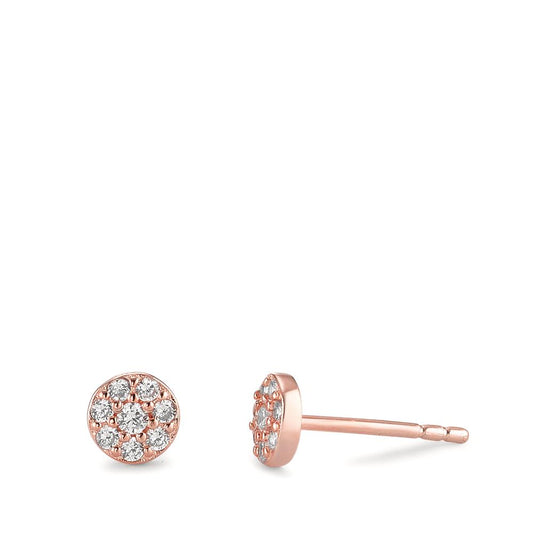 Stud earrings Silver Zirconia Rose Gold plated Ø5 mm