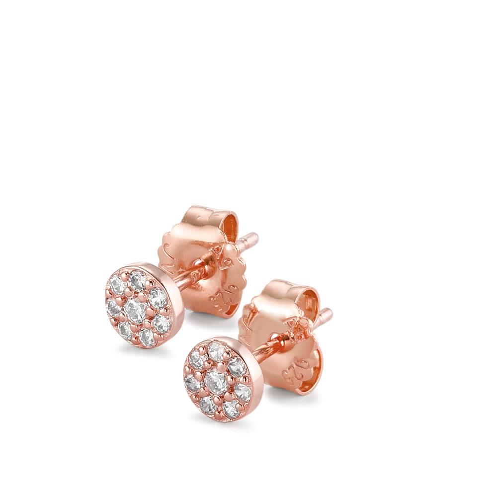 Stud earrings Silver Zirconia Rose Gold plated Ø5 mm