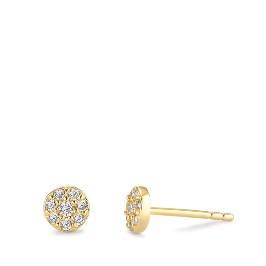 Stud earrings Silver Zirconia Yellow Gold plated Ø5 mm