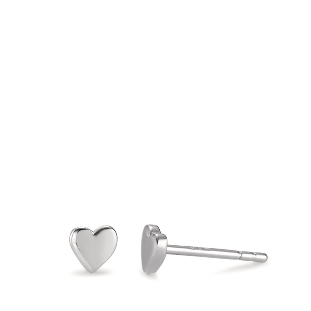 Stud earrings Silver Rhodium plated Heart Ø4.5 mm