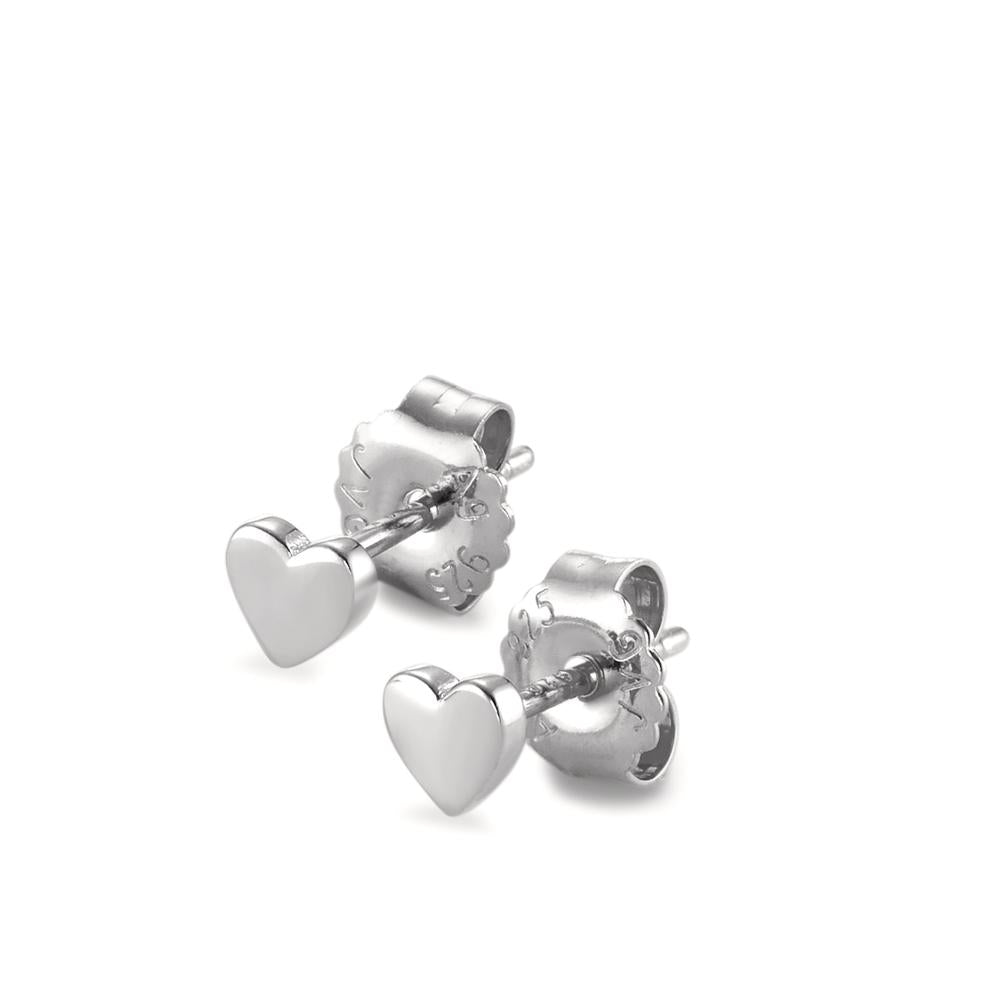 Stud earrings Silver Rhodium plated Heart Ø4.5 mm