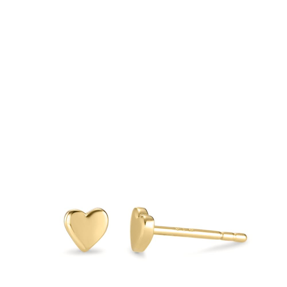 Stud earrings Silver Yellow Gold plated Heart Ø4.5 mm