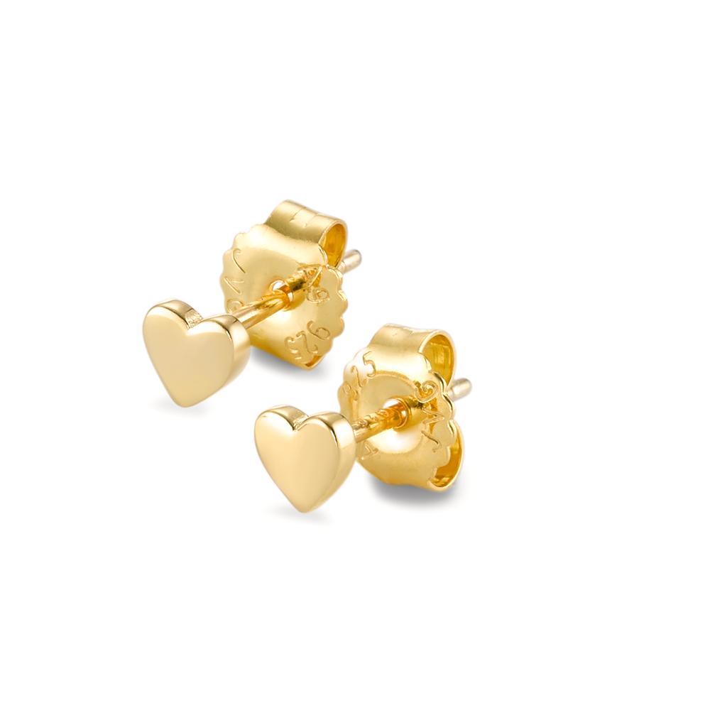 Stud earrings Silver Yellow Gold plated Heart Ø4.5 mm