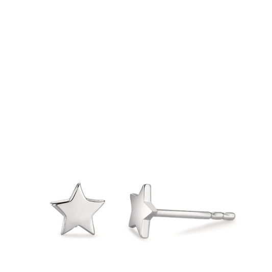 Stud earrings Silver Rhodium plated Star Ø5.5 mm